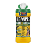Conteneur lingettes Big Wipes multi-surfaces biodégradables (plombier) Paire de gants de travail noirs anti-dérapants MaxiFlex (couvreur)