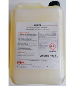 Bidon 5 L shampooing carrosserie antistatique TOPIS RCI – nettoyage véhicules industrie, bâtiment, collectivités et particuliers