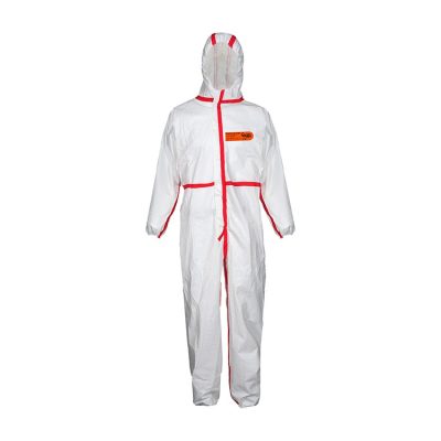 Combinaison antistatique catégorie 3 type 4-5-6. Glissière sous double rabat. Coutures extérieures rabattues & raccords étanches aux jets. Capuchon en 3 parties. Manches, jambes & taille élastiquées. Gousset entrejambe 3 pièces. 55g/m² env.