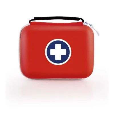 trousse de secours rouge avec croix bleu