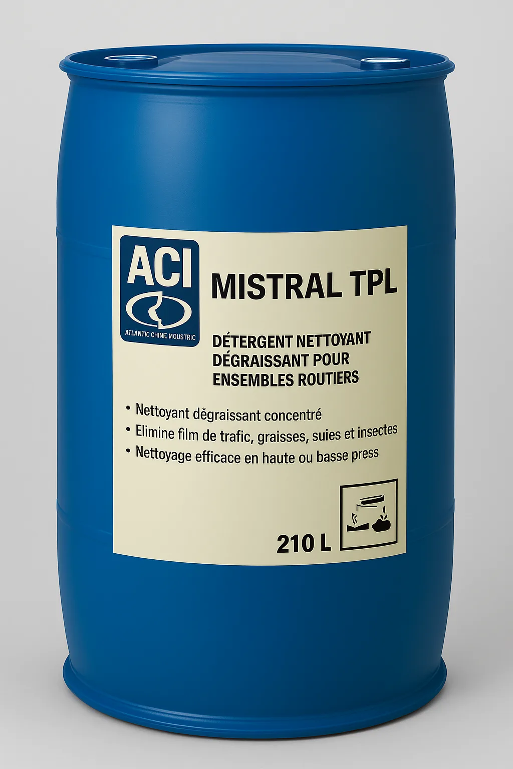 Détergent dégraissant professionnel pour ensembles routiers 210L