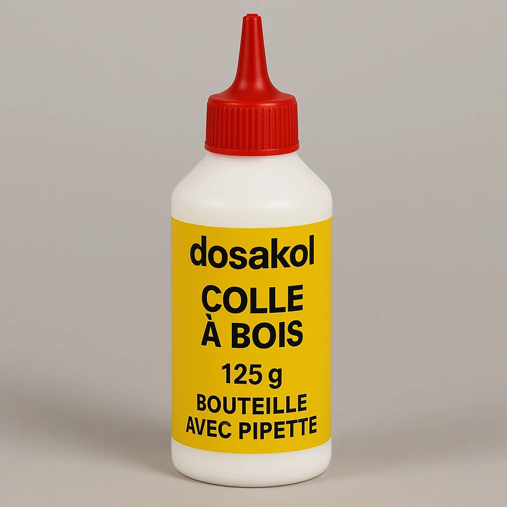 Colle à bois 125 g avec pipette, idéale pour collages précis et propres. Adhérence rapide, forte résistance et application facile pour travaux de menuiserie et bricolage.