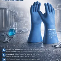 Gants de Protection chimique et résistance à la coupure étanche et certifié contact alimentaire