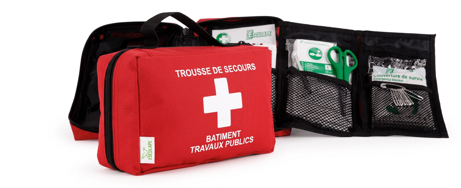 Trousse de premiers secours BTP Laboratoires ESCULAPE — vue 2 (réf. trousse-de-premiers-secours-btp)