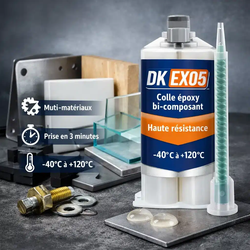 KIT 3 Colles époxy multi-matériaux DK EX05 haute résistance thermique 25ml+ 5 Buses mélangeuses BMX104